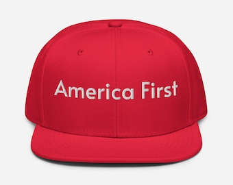 Embroidered America First Hat: Patriotic Trump Snapback Cap
