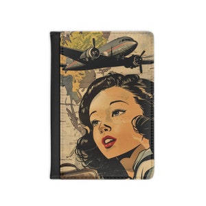 Girl Passport Cover Vintage Style Passport Cover Gift for Traveler Passport Holder Travel Theme Passport Holder Retro Style Case
