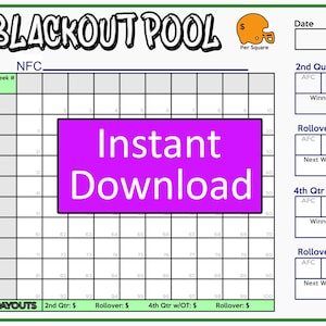Blackout Pool and Regular Football Squares Pool - 2 PNG Files