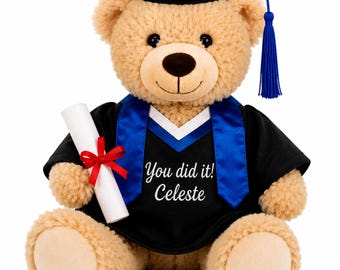Benutzerdefinierte Teddybär und Doktorhut-Zeremonie: Gesticktes Geschenk Klasse 2026 - Vorschule für College