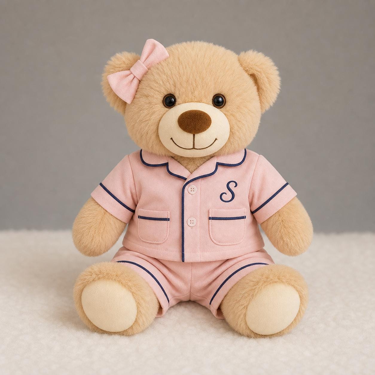 Personalized Teddy Bear in Pajama With Embroidered Initial, Soft