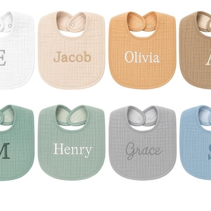Babero Personalizado para Bebé // Babero de Algodón Bordado con Nombre o Inicial // Regalo para Baby Shower // Accesorios para Bebé