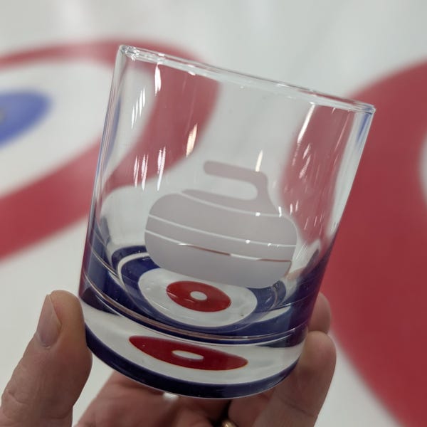 Curling Themed Whisky Lowball Glass