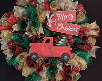 Red truck Christmas wreath