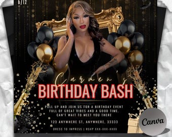Birthday Flyer Template Happy Birthday Flyer, Editable Birthday Flyer, Birthday Girl Invitation, Birthday Invite Template, Birthday Flyer
