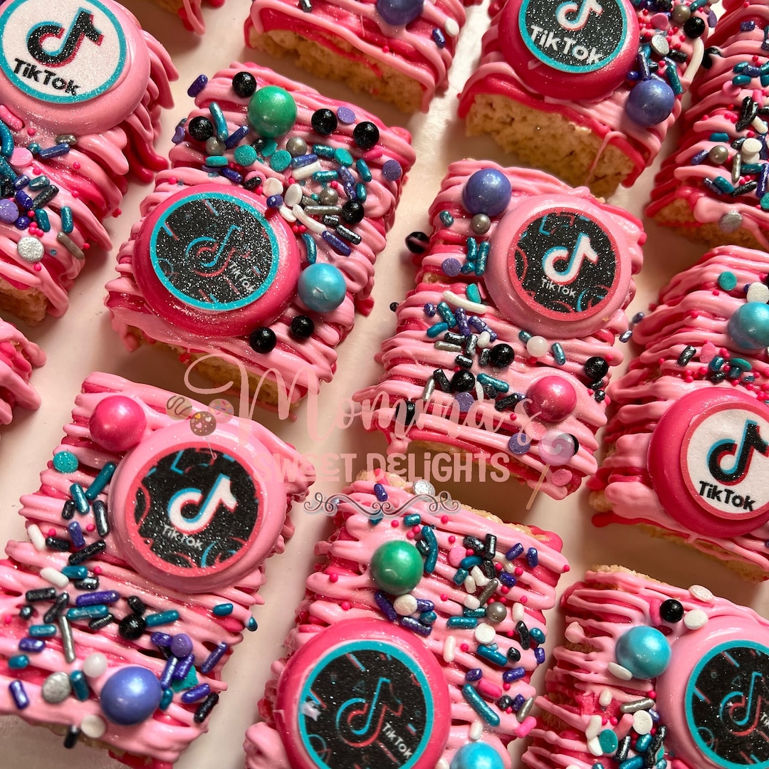 Tik Tok Chocolate Covered Rice Krispy Treats, Party Favors, Music Party
