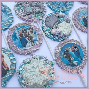 Frozen Chocolate lollipops, Princess party, party favors, frozen birthday party, Elsa birthday, candy table, birthday princess, Anna party