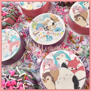 Squishmallow Chocolate covered Oreos, Squishmallow party, birthday party, squishmallow party favors, candy table, squishmallow 9th birthday