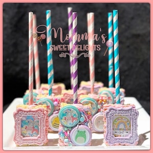 Squishmallow Chocolate Rice Krispies, Squishmallow party, birthday party, squishmallow party favors, candy table, squishmallow 9th birthday