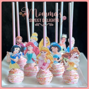 Princess Cake Pops, Princess party, party favors, Tiana party, birthday, candy table, birthday princess, frog, Disney princess party, pops