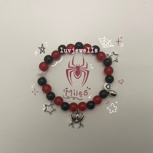 Spiderman Miles Morales & Gwen Stacy matching beaded bracelets, gift idea, y2k, coquette, bff, cute, couple, jewelry, charms, Aesthetic Miles 🕷️