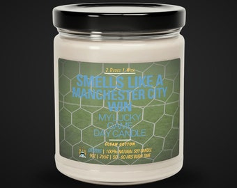 Smells Like a Win Candle, Premier League, Manchester City, Soccer Gift, Champions League, Game Day Candle, Sports Themed Candle, Man City FC