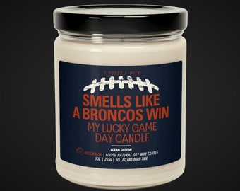 Denver Broncos | Broncos Football | Sports Decor | Football Decor | Game Day | Super Bowl | NFL | Man Cave | Home Decor | Candle