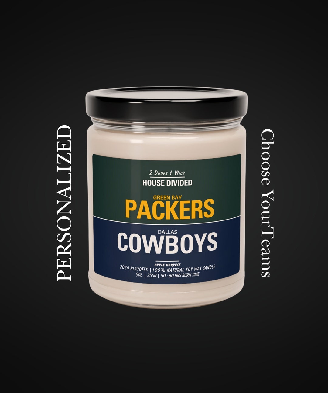 Personalized Sports Candle House Divided NFL, NBA, MLB Candle Custom