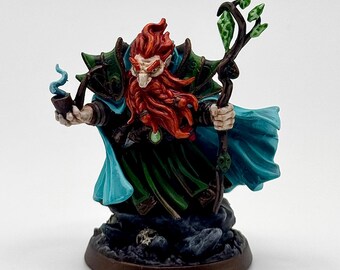 Red Head Dwarf Wizard Mini, Sorcerer Mini, Dungeons and Dragons, DnD Wizard Mini