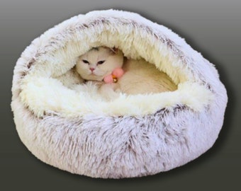 Calming Cat Bed - Cat Cave - Round Cat Bed - Warm Cat Bed - Fluffy Cat Bed - Kitten Bed - Cozy Cat Bed - Cute Cat Bed -Donut Cat Bed - Gift