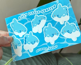 Ocean Sunfish Sticker Sheet: Mola Mola Waterproof Vinyl Stickers