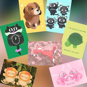 5 x 7 Art Prints, Cherry Monkeys, Cats, Turtles, Kitties
