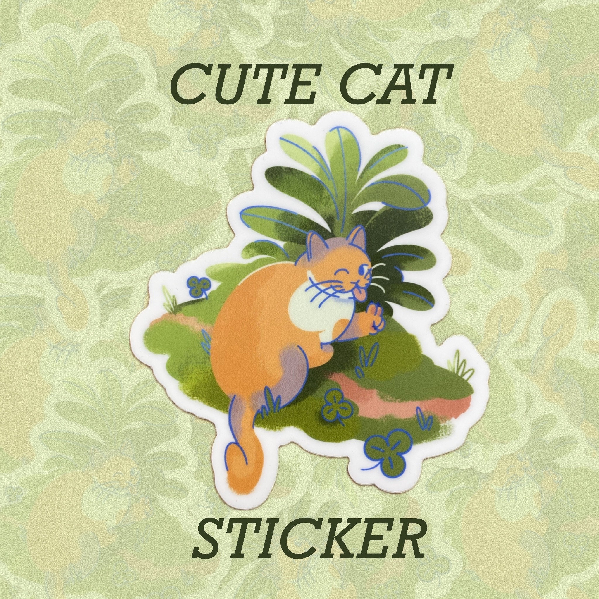 Orange Tabby Cat Sticker | Kawaii Matte Vinyl Die-cut - Etsy