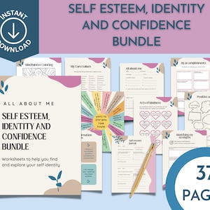 Self esteem worksheets, therapy worksheets, therapy resources, confidence worksheets, therapy office décor, social psychology, teen health