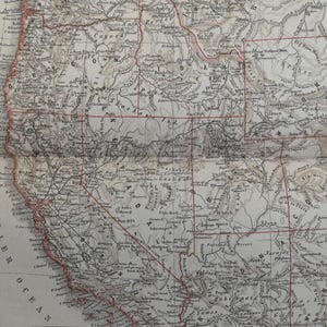 1875 Stati Uniti occidentali Vintage California Nevada MAPPA Orig. 11,5 x 9,5 C17-3