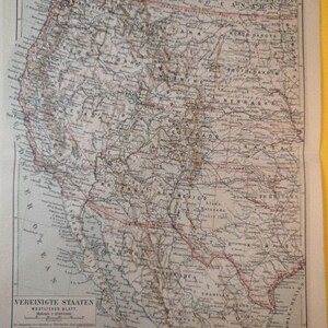 1875 Oeste dos ESTADOS UNIDOS Vintage Califórnia Nevada MAPA Orig 11,5 x 9,5 C20-7