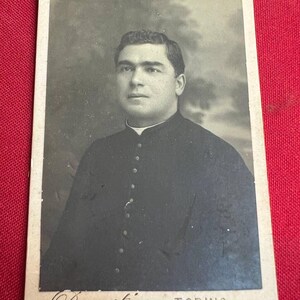 Scheda fotografica del 1800 SACERDOTE italiano Raro Retro decorato in modo squisito C7