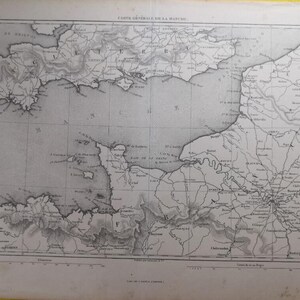 1859 Nordküste Frankreichs Karte Napoleon Ärmelkanal Thiers Antique C18-8
