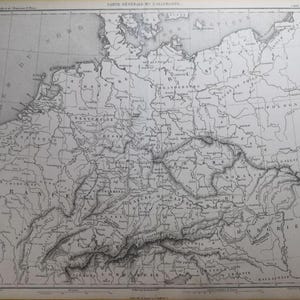 1859 Deutschland Landkarte Napoleon Ära Westphalie Europa Französisch M Thiers Antik C18-8
