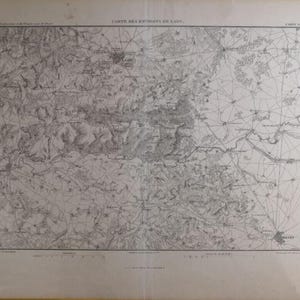 1859 Laon Frankreich Umgebung KARTE Napoleonische Ära Umgebung Reims M Thiers C18-8