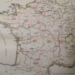 1888 Frankreich Bretagne Geographische Vintage Karte Lothringer ORIG. 30 x 23 cm C15-9