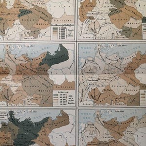 1875 Deutschland Statistische Landkarte Bevölkerung Tod Geburten ORIGINAL 11,5 x 9" C15-9