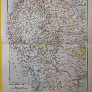 1875 Oeste dos ESTADOS UNIDOS Vintage Califórnia Nevada MAPA Orig 11,5 x 9,5 C18-3