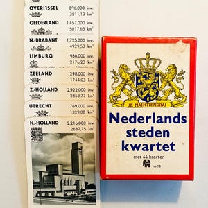 Cuarteto de ciudades holandesas vintage: juego de cartas JUMBO poco común de la década de 1960