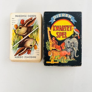 Cuarteto de Animales Vintage – Muller & Son - Juego de cartas ilustrado de 1947