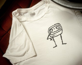 Computer Man - Handmade Upcycled Screen Print T-Shirt
