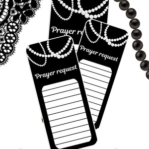 Elegante zwart met parels 'Prayer Request'-kaart