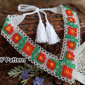 Mönster för pärlhalsband i PDF-format, mönster för ukrainskt silyankahalsband, handledning för vävning av seed beads, direktnedladdning