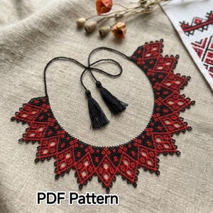 Mönster för pärlhalsband i PDF-format, mönster för ukrainskt silyankahalsband, handledning för vävning av seed beads, direktnedladdning