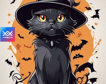 Cat Halloween Cross Stitch Saga Digital Pattern, PDF, XSD.