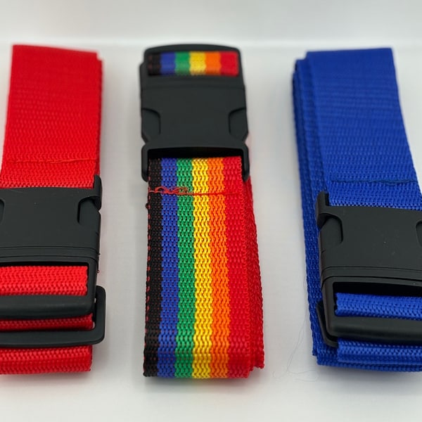 3 Travel Luggage Suitcase Strap Baggage Backpack Bag Rainbow Red Blue Belt