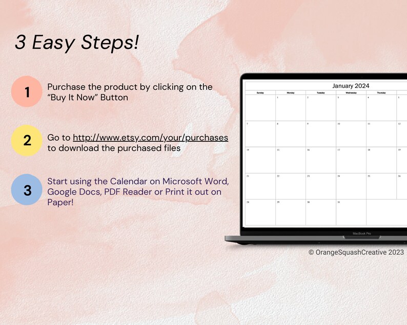 Editable Monthly Planner 2024 Calendar Google Docs Etsy