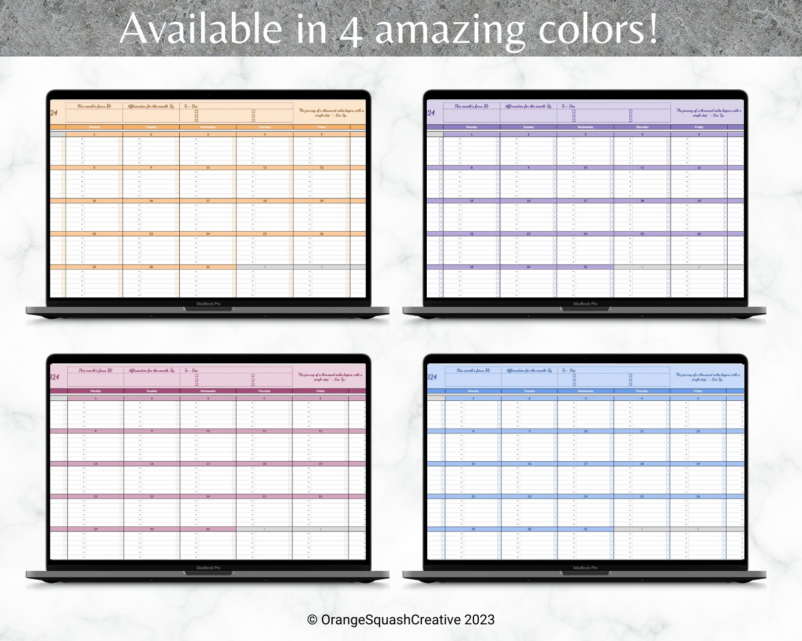 Editable Monthly Planner 2024 Calendar Google Sheets Calendar Digital
