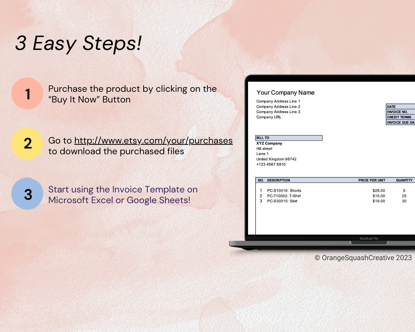 Invoice Template Automated Invoice Printable Invoice Editable