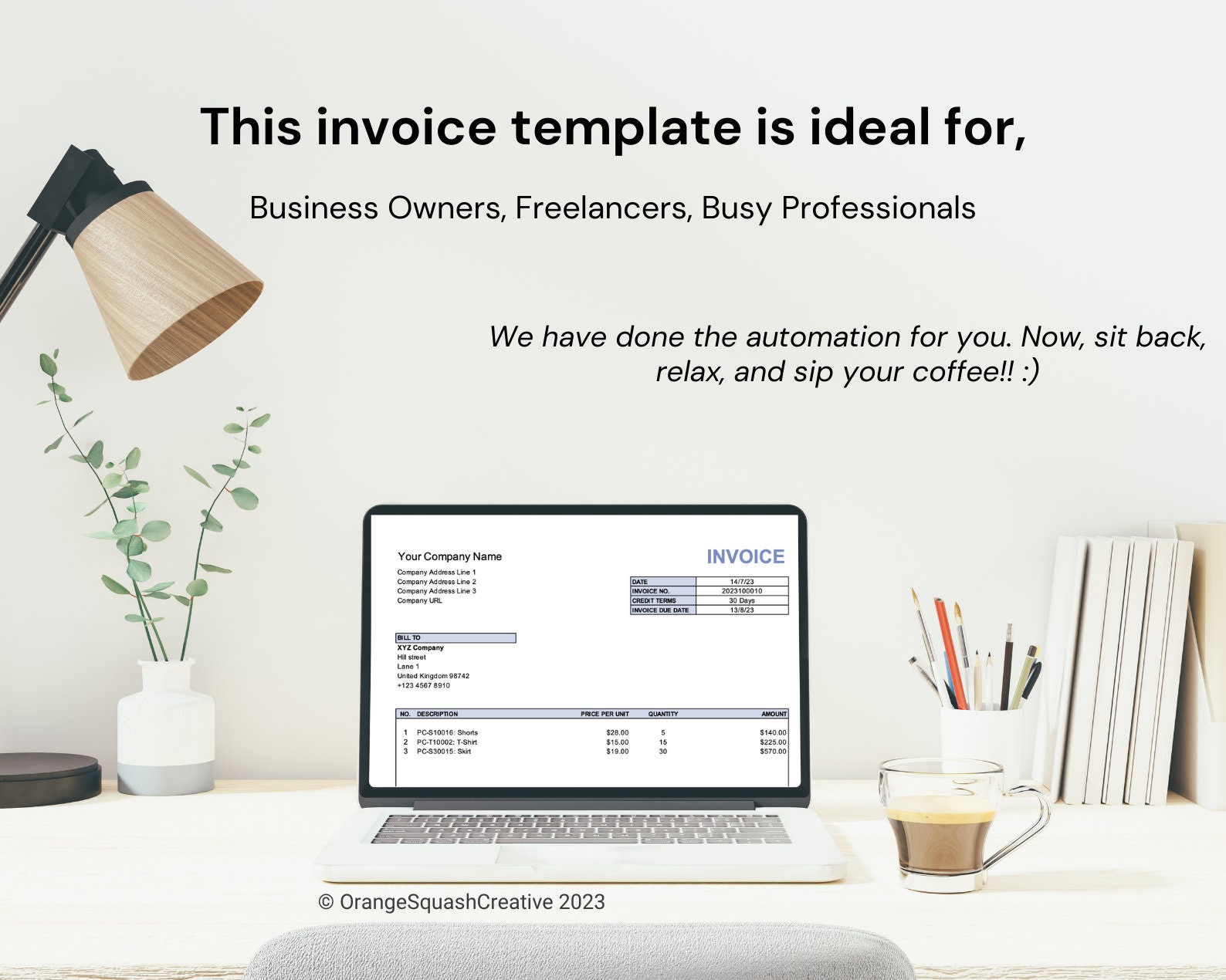 Invoice Template Automated Invoice Printable Invoice Editable