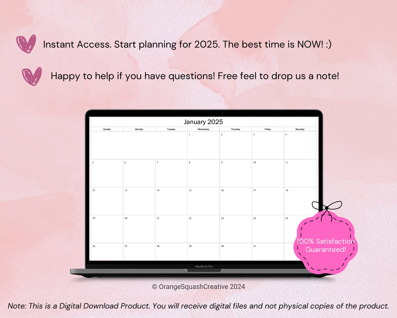 Editable Monthly Planner | 2025 Calendar | Google Docs Calendar