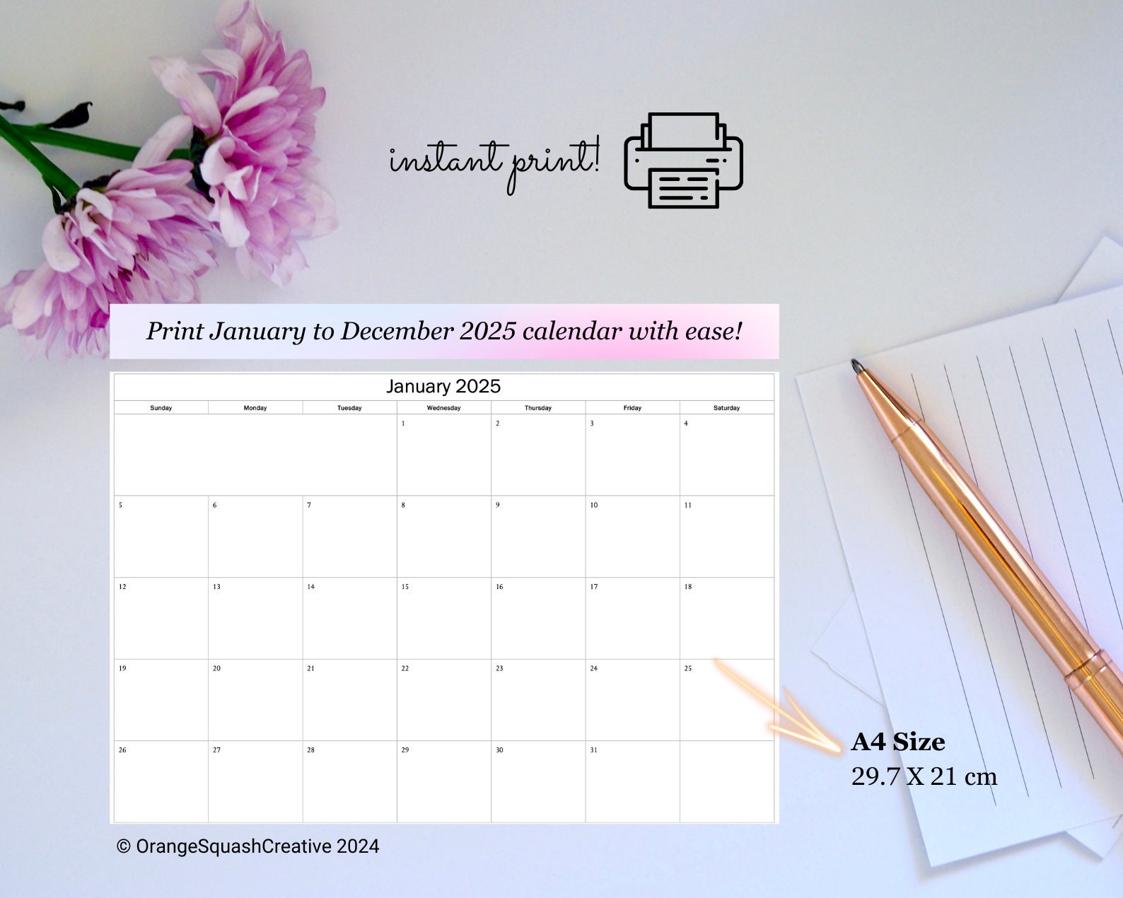 Editable Monthly Planner | 2025 Calendar | Google Docs Calendar