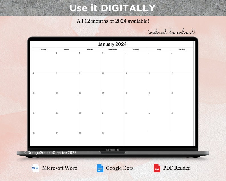 Editable Monthly Planner 2025 Calendar Google Docs Etsy