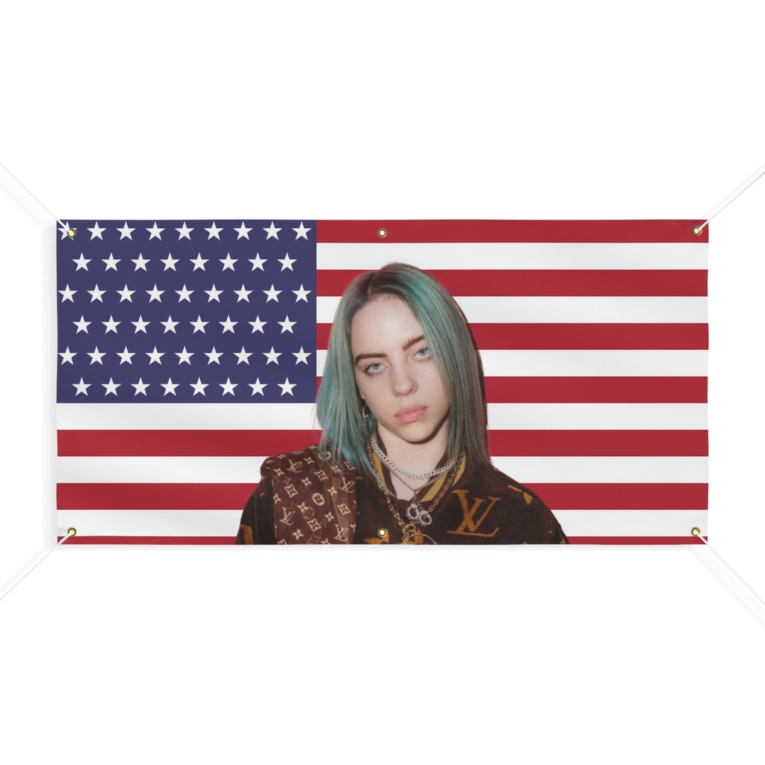 Billie Eilish American Flag Matte Banner Tapestry for Wall - Etsy