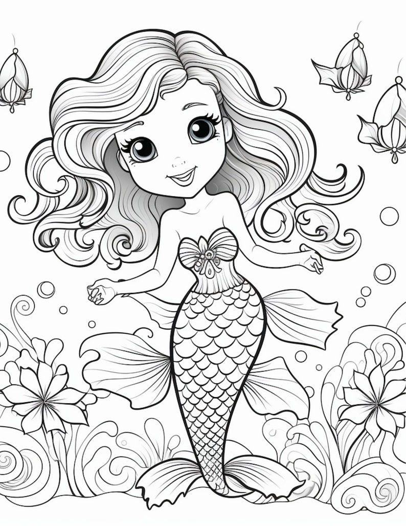 Magical Mermaid Coloring Book Printable Download Relaxing Coloring